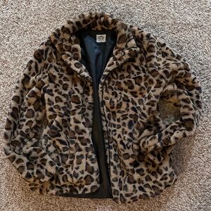 Katydid - The Softest Leopard Faux Fur Lined Zip Jacket